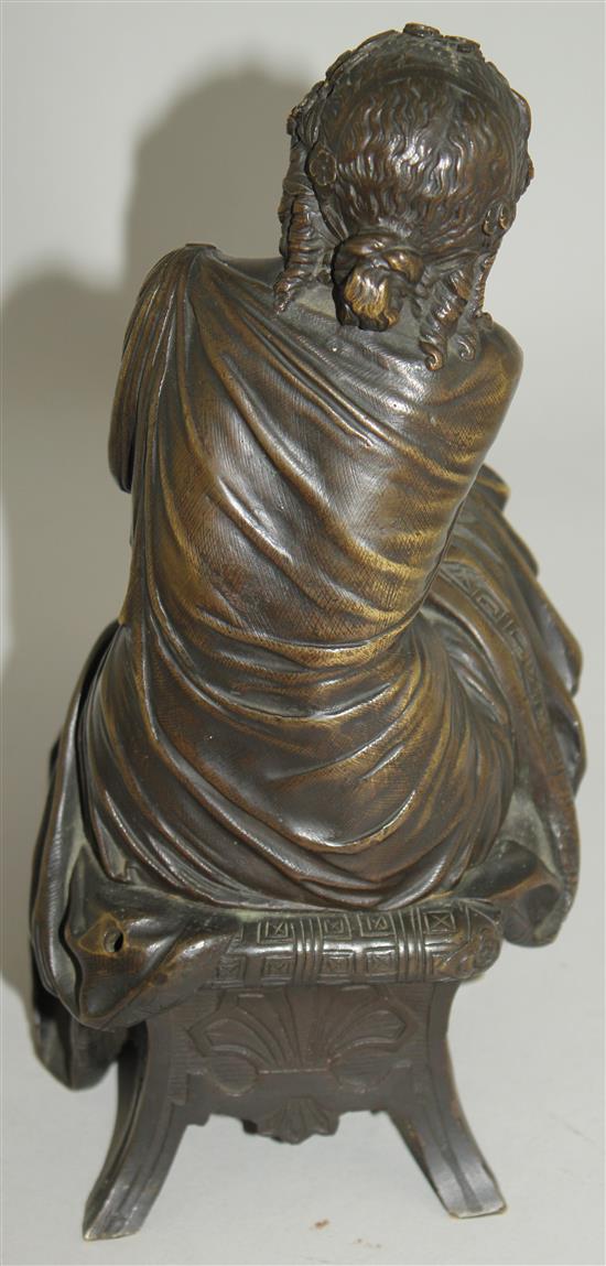 Pierre-Alexandre Schoenewerk (French, 1820-1885). A patinated bronze model of a seated classical female, 9in.